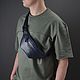 Men's leather waist bag 'Sigma S' (Dark blue). Waist Bag. DragonBags - Rucksack leather. My Livemaster. Фото №5