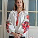 Рубашка вышиванка в этно / бохо стиле белая, Народные рубахи, Анапа,  Фото №1
