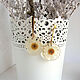 Earrings with Real Daisies White Yellow Long Gilt 16k. Earrings. WonderLand. My Livemaster. Фото №4