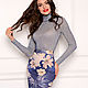 Order Pencil skirt made of eco-suede Flowers, blue figure-hugging skirt. mozaika-rus. Livemaster. . Skirts Фото №3