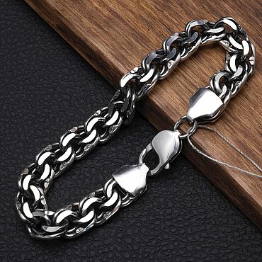 Дизайн и реклама ручной работы. Ярмарка Мастеров - ручная работа Мужской серебряный браслет Бисмарк. Handmade.