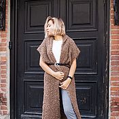 Одежда handmade. Livemaster - original item Women`s long knitted beige vest-the trend of the season. Handmade.