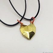 Украшения handmade. Livemaster - original item Golden Heart pendant made of two halves. Handmade.