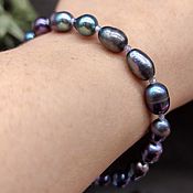 Украшения handmade. Livemaster - original item Bracelet women`s natural black pearl 