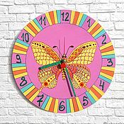 Для дома и интерьера handmade. Livemaster - original item Wall clock pink Butterfly. Handmade.