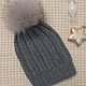 Hat with cashmere and pompom ' Spikelet', Caps, Moscow,  Фото №1