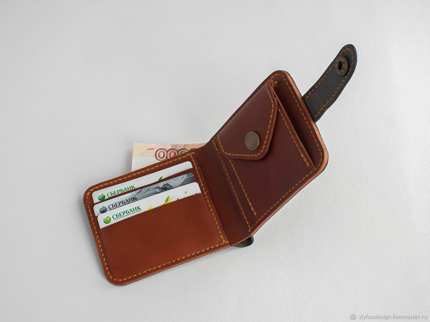 Мужское кожаное портмоне черное из натуральной кожи buttero на кнопке ...