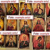 Holy Esther - hand-written icon of hot colors directly on the wood