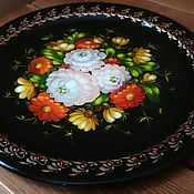 Русский стиль handmade. Livemaster - original item Tray "chrysanthemums". Handmade.