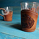 Faceted glass in a leather Cup holder 'Fish of my dreams', Water Glasses, Tolyatti,  Фото №1