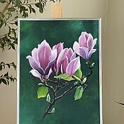 Картины и панно handmade. Livemaster - original item Oil painting. Still life 30*40 cm. Magnolia branch.. Handmade.