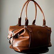 Сумки и аксессуары handmade. Livemaster - original item Travel bag genuine leather. cognac. Handmade.