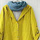 Yellow cardigan jacket made of 100% linen, Parkas jacket, Tomsk,  Фото №1