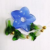 Материалы для творчества handmade. Livemaster - original item Blue flower. Pendant 38h39h5 mm. Handmade.