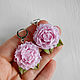Pink peony earrings, polymer clay. Earrings. Studio Flower Jewelry (studioflowernn). Online shopping on My Livemaster.  Фото №2