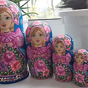 Русский стиль handmade. Livemaster - original item Matryoshka Pink-blue with raspadom. Handmade.