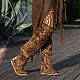 El muslo: Los últimos tamaños son Botas de leopardo sobre la rodilla. Knee-high boots. Febe-handmade. Ярмарка Мастеров.  Фото №6