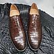 Oxfords made of genuine crocodile leather, in brown color!, Oxfords, St. Petersburg,  Фото №1