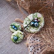 Украшения handmade. Livemaster - original item Forest Blueberry Brooch and Earrings.. Handmade.