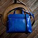 Модная женская сумка в форме трапеции AMELIE Cobalt Blue Кобальтовая. Классическая сумка. кожаных дел мастер Андрей (wesmont). Ярмарка Мастеров.  Фото №7