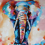 Картины и панно handmade. Livemaster - original item Oil painting- elephant 