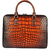 Сумки и аксессуары handmade. Livemaster - original item Bag-briefcase made of crocodile skin, in Burgundy color, hand-painted.. Handmade.