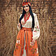 Summer ethno-costume with hand embroidery ' Orange sky', Suits, Vinnitsa,  Фото №1