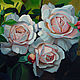   Painting with roses, oil on canvas 30h40cm, Pictures, Moscow,  Фото №1