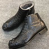 Обувь ручной работы handmade. Livemaster - original item Winter boots, alligator leather, fur, black.. Handmade.