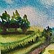 Картина Акварель в интерьер Дорога через цветочное поле. Картины. Иллюстрации и открытки (Ксения). Ярмарка Мастеров.  Фото №5
