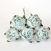 Материалы для творчества handmade. Livemaster - original item Paper flowers for scrapbooking ranunculus mint with white, 1 piece.. Handmade.