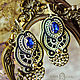 Theon soutache earrings. Blue earrings. bead earrings, Earrings, Krasnodar,  Фото №1