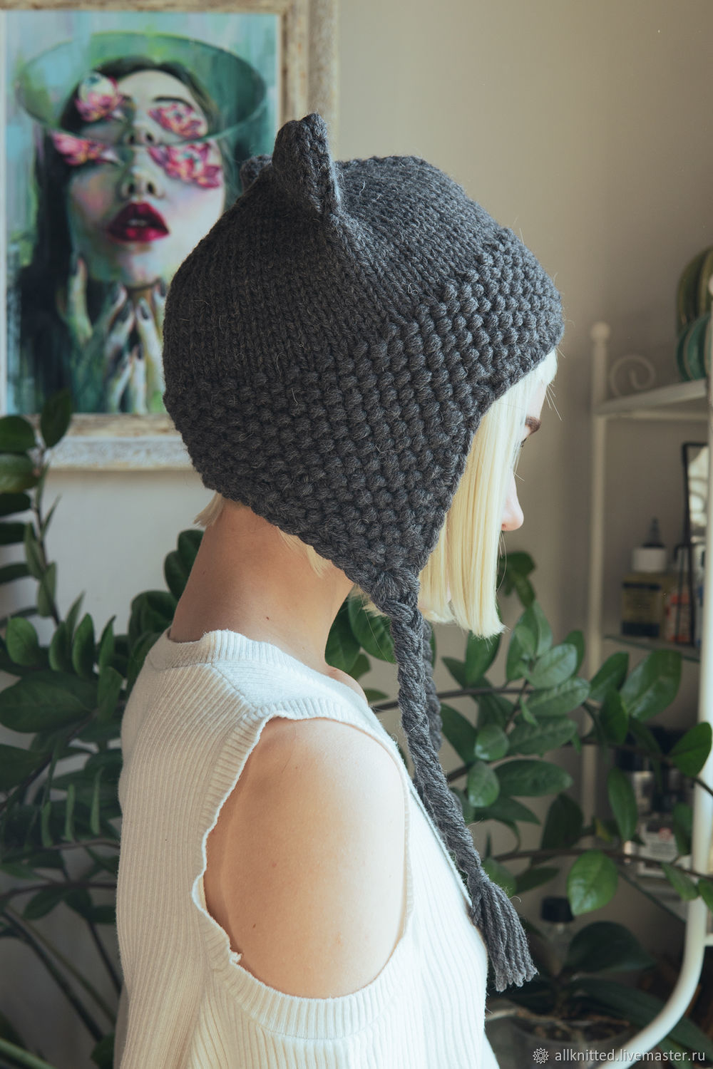 Шапка ушанка, серый волк, уши волка, уши кошки, зверошапка, унисекс ...