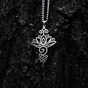 Украшения handmade. Livemaster - original item Lotus flower with spiral — steel pendant on a chain. Handmade.
