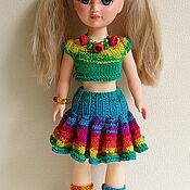Комплект одежды для куклы ростом 30 -35 см ."Красный "