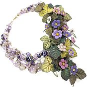 Украшения handmade. Livemaster - original item Maelstrom amethyst Necklace, Natural amethyst, agate, leather flowers. Handmade.