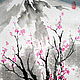 Картина в японском стиле Цветущая сакура(акварель весна цветы розовый. Картины. Анна Энгардо китайская живопись. Ярмарка Мастеров.  Фото №6