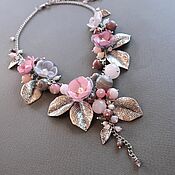 Украшения handmade. Livemaster - original item Pink Smoke Necklace Agate Rose Quartz Pearl Flowers. Handmade.