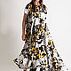 Yellow long dress with floral print-DR0760CT, Dresses, Sofia,  Фото №1