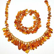 Long earrings made of amber in silver