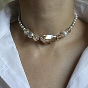 Украшения handmade. Livemaster - original item Choker with Baroque pearls and rock crystal. Handmade.