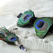 Аксессуары handmade. Livemaster - original item Bow tie and boutonniere with peacock and rooster feathers. Handmade.
