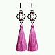 Earrings tassels pink, Tassel earrings, Moscow,  Фото №1