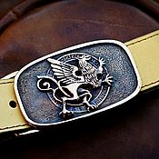 Leather belt with brass buckle 