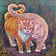 Картина маслом с кошками. Два  рыжих котёнка, Картины, Калуга,  Фото №1