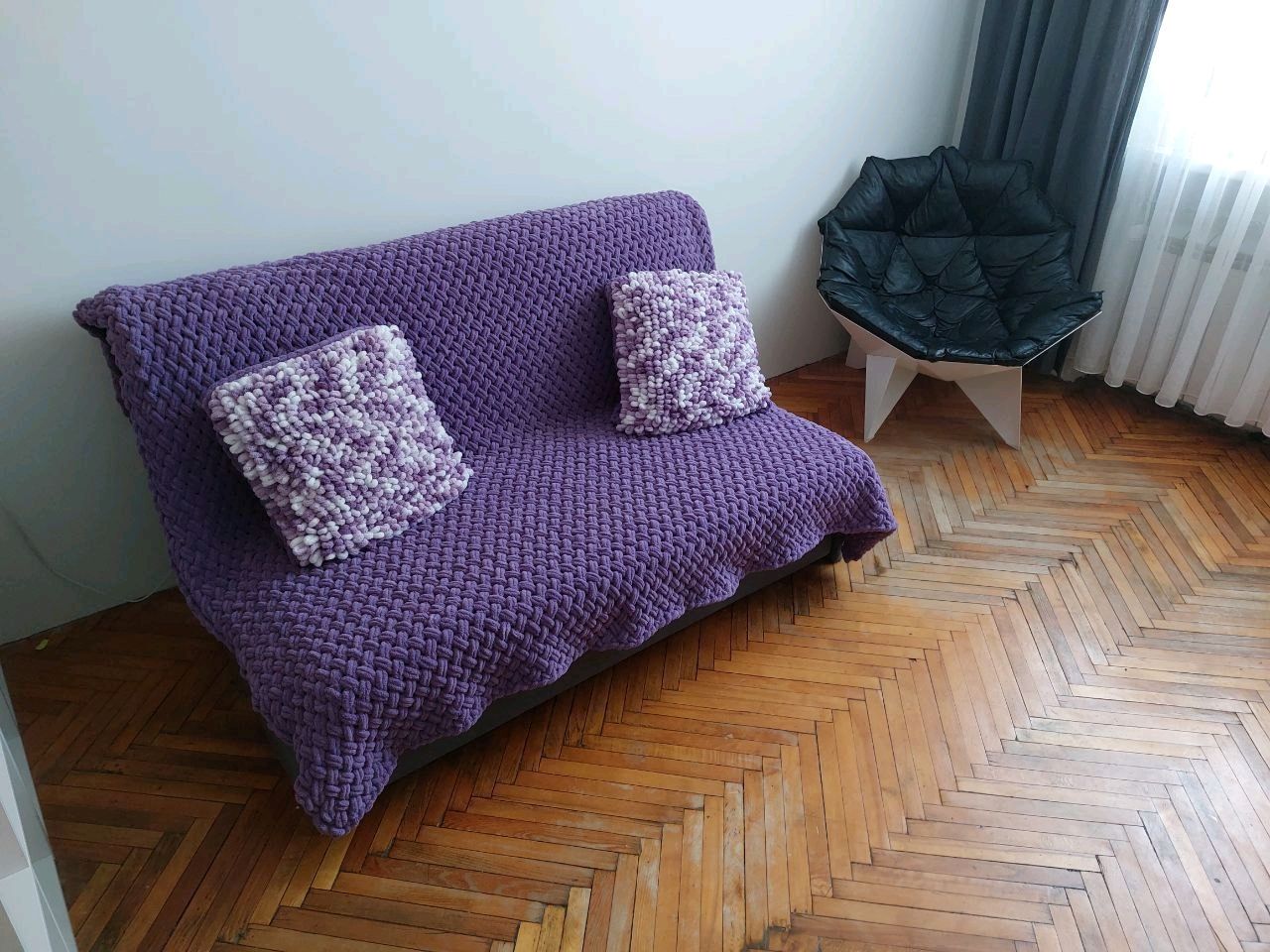 Вязаное покрывало из Alize Puffy в интернет-магазине Ярмарка Мастеров ...