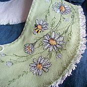 Аксессуары handmade. Livemaster - original item Collars: Linen Removable collar with Camomile Embroidery... Handmade.