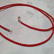 Украшения handmade. Livemaster - original item The cord is 2 mm silk red with a lock in 925 sterling silver. Handmade.
