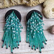 Earrings made of polymer clay Karakum. Ethno earrings
