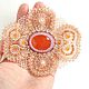 Brooch with carnelian Openwork bow Peach down color, Brooches, Moscow,  Фото №1